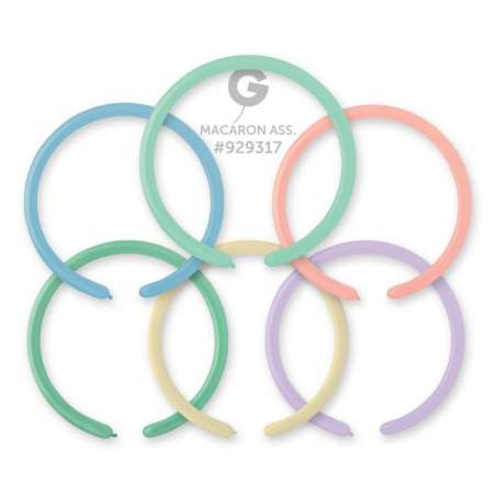 Palloncino in Lattice 1" Modellabile D2 Macaron "Assorted 080M" 100pz Gemar Standard Modellabili 1" D2