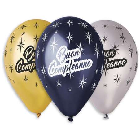 Palloncino in Lattice 12" GMS120 Assortito Metallizzato con Scritta "Buon Compleanno" 50pz Gemar Compleanno "Birthdays"