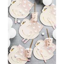 Bicchiere di Carta 220ml con Piume di Cigno in Oro "Lovely Swan" 6pz Cigno Reale "Swan"