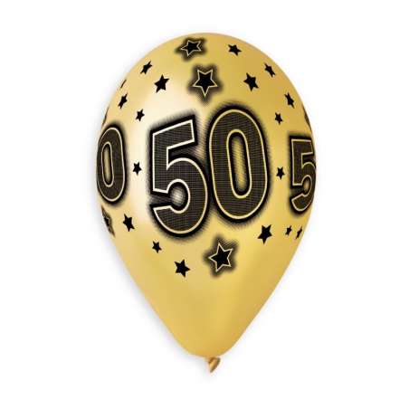 Palloncino in Lattice 13" GMS120 Oro Metallizzato con Stampa N.50 "Cosmic Stars" 50pz Gemar "Wedding/Anniversary"