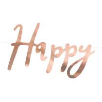 Banner Happy Birthday Rose Gold 62cm Festoni Buon Compleanno