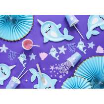 Bicchiere di Carta 220ml con Narvalo iridescente "Narwhal" 6pz Balena, Delfino e Narvalo