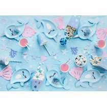 Tovagliolino di Carta 26x25cm sagomato Conchiglia Rosa 20pz Balena, Delfino e Narvalo
