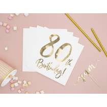 Tovagliolo di Carta 33x33cm Happy Birthday 80anni Metallizzato 20pz 80 Anni