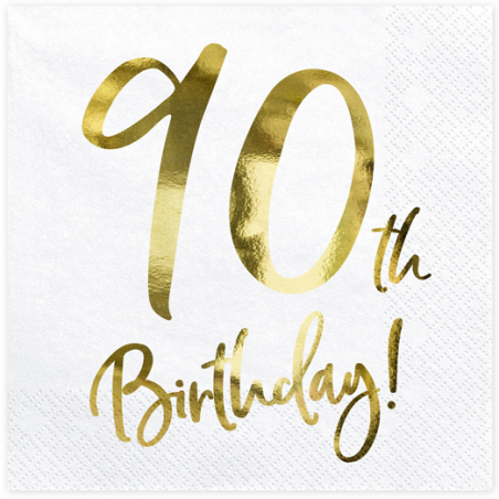 Tovagliolo di Carta 33x33cm Happy Birthday 90anni Metallizzato 20pz 90 Anni