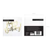 Tovagliolo di Carta 33x33cm "Happy Birthday" Oro Metallizzato 20pz Buon Compleanno