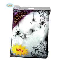 Ragnatela Bianca con 6 Ragni 100gr Addobbi e Festoni Halloween