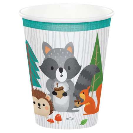 Bicchiere di Carta 266ml Animali del Bosco "Woodland Animals" 8pz Animali del Bosco