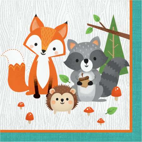 Tovagliolo di Carta 33x33cm Animali del Bosco "Woodland Animals" 16pz Animali del Bosco