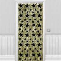 Frange Decorative in Foil Oro con Stelle Nere 2,40mt Frange