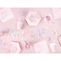 Piatto di Carta 18cm Rosa Happy Birthday Iridescente 6pz Happy Birthday Pink