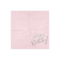 Tovagliolo di Carta 33x33cm Rosa "Happy Birthday!" Iridescente 20pz Happy Birthday Pink