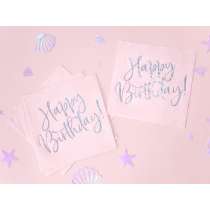 Tovagliolo di Carta 33x33cm Rosa "Happy Birthday!" Iridescente 20pz Happy Birthday Pink
