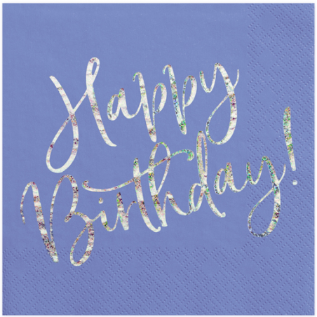 Tovagliolo di Carta 33x33cm Blu Fiordaliso Happy Birthday 20pz Happy Birthday Fiordaliso