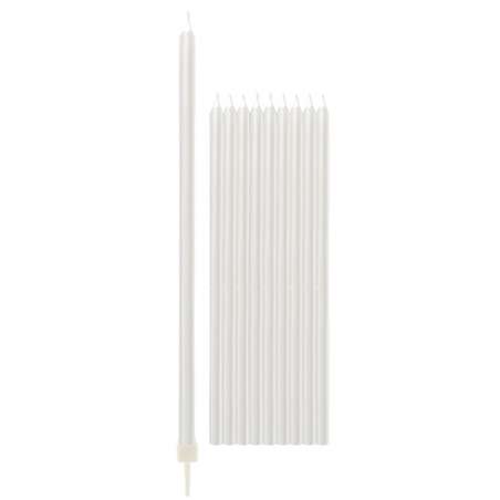 Candelina Stelo 15.5cm Bianco Perlato 10pz Candeline Stelo