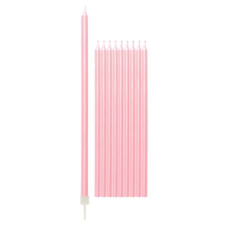 Candelina Stelo 15.5cm Rosa Chiaro Perlato 10pz Candeline Stelo