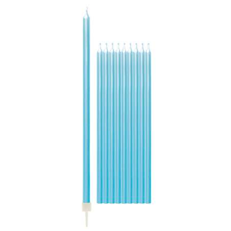 Candelina Stelo 15.5cm Celeste Chiaro Perlato 10pz Candeline Stelo