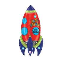 Palloncino in Foil 36" Multi-Balloons Happy Birthday Razzo "Birthday Rocket" Happy Birthday Grabo