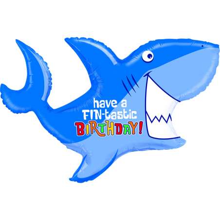 Palloncino in Foil 39" Super Shape Squalo "Birthday Shark" Pesci e Mare Grabo