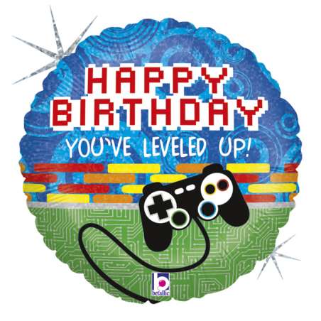 Palloncino in Foil 18" Video Game "Game Controller" Happy Birthday Grabo