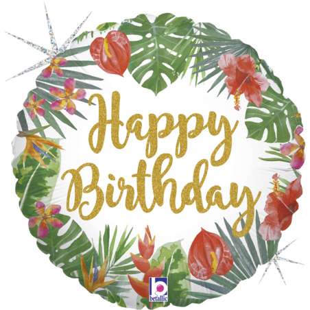 Palloncino in Foil 18" Tropicale "Tropical Birthday" Happy Birthday Grabo