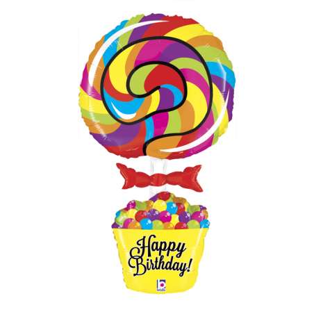 Palloncino in Foil 40" Super Shape Lecca-Lecca "Lollipop Birthday" Happy Birthday Grabo