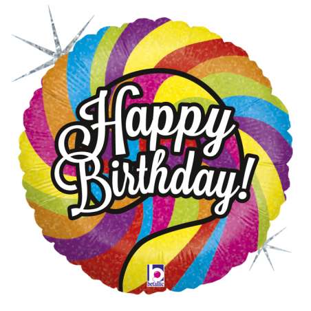 Palloncino in Foil 18" Happy Birthday Lecca-Lecca "Lollipop Birthday" Happy Birthday Grabo