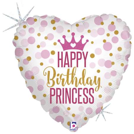 Palloncino in Foil 18" Principessa "Glitter Birthday Princess" Happy Birthday Grabo