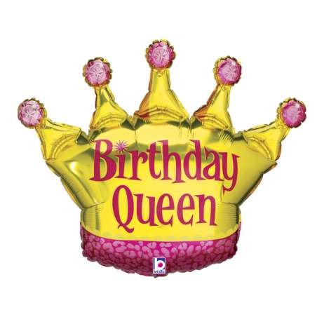Palloncino in Foil 36" Super Shape Corona Regina "Birthday Queen" Happy Birthday Grabo