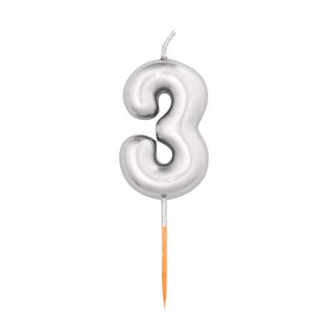 Candelina 4,5cm Argento Metallizzato N.3 Argento Metallizzato 4.5cm