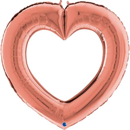 Palloncino in Foil 41" Cuore Rose Gold "Linky Heart" Amore, Matrimonio o Anniversario Grabo