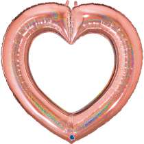 Palloncino in Foil 41" Cuore Rose Gold Glitter Olografico "Linky Heart" Amore, Matrimonio o Anniversario Grabo