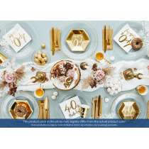 Piatto di Carta 18cm Esagonale Oro Metallizzato 40 Anni 6pz Tavola 40° Compleanno