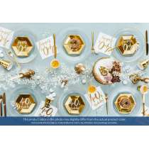 Piatto di Carta 18cm Esagonale Oro Metallizzato 40 Anni 6pz Tavola 40° Compleanno