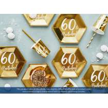 Bicchiere di Carta 220ml Oro Metallizzato 60anni "60th Birthday" 6pz Tavola 60° Compleanno