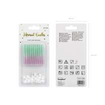Candelina 6cm Sfumate Tiffany e Lilla Glitter 20pz Candeline Stelo