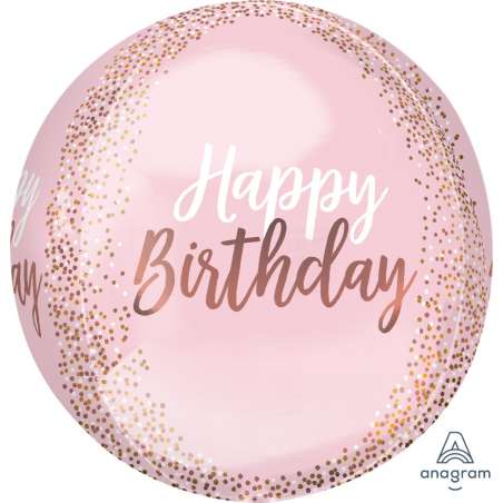 Palloncino in Foil 16" Orbz Rosa Happy Birthday "Blush Birthday" Generico