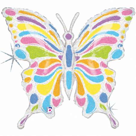 Palloncino in Foil 33" Super Shape Farfalla "Pastel Butterfly" Animali Grabo