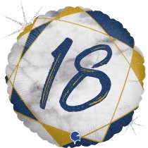 Palloncino in Foil 18" Marmorizzato Numero 18 "Marble Blue" Marble Grabo