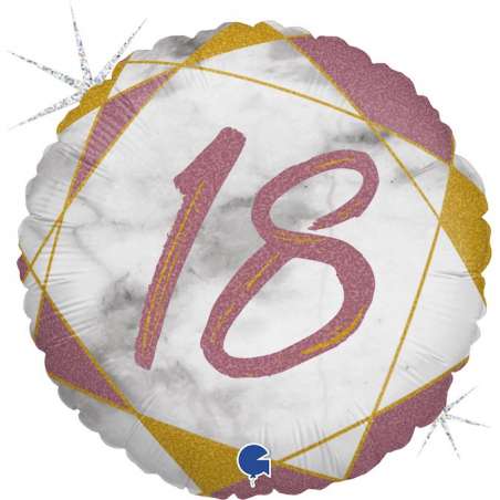 Palloncino in Foil 18" Marmorizzato Numero 18 "Marble Rose Gold" Marble Grabo