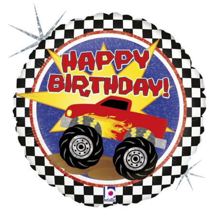 Palloncino in Foil 18" Happy Birthday "Monster Truck" Happy Birthday Grabo