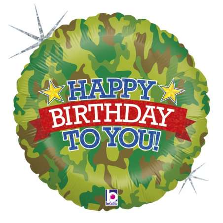 Palloncino in Foil 18" Happy Birthday Mimetico "Camouflage" Happy Birthday Grabo