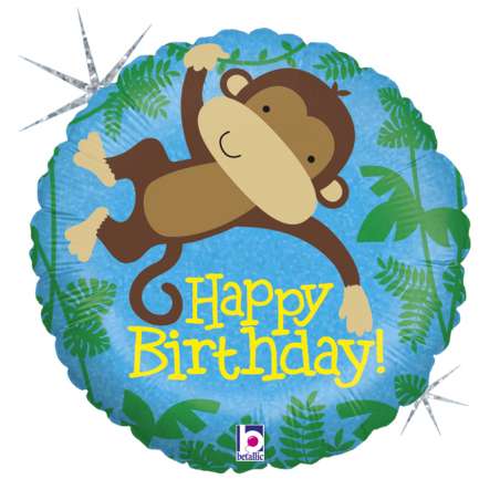 Palloncino in Foil 18" Happy Birthday "Monkey Buddy" Happy Birthday Grabo