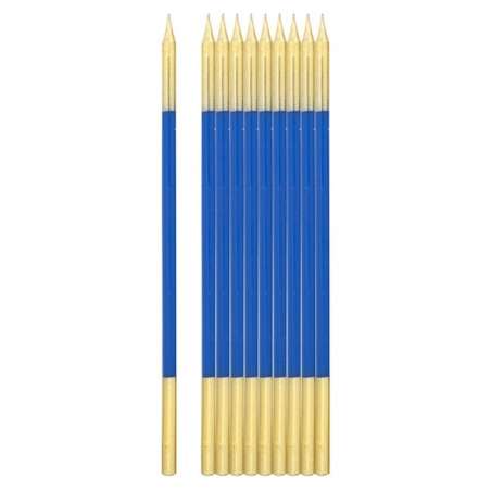 Candelina Stelo 15.5cm Blu e Oro 10pz Candeline Stelo