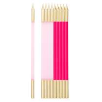 Candelina Stelo 15.5cm Fucsia Rosa e Oro 10pz Candeline Stelo