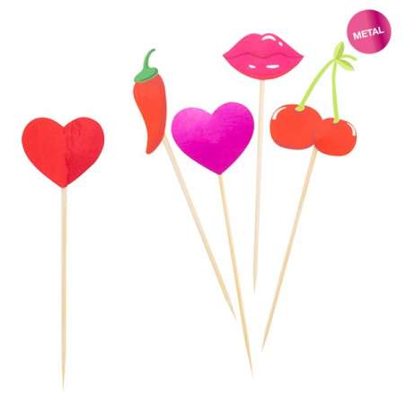 Picks Sagomati Tema Amore "Party Lady" 10pz Picks e Topper Generici