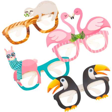 Occhiali Sagomati Animali Tropicali "Party Animal" 4pz Occhiali Party