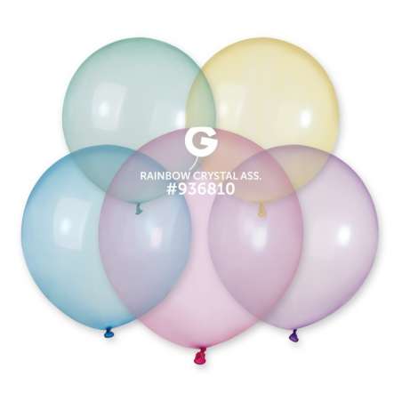 Palloncino in Lattice 19" G150 Arcobaleno "Crystal Rainbow" 25pz Gemar Crystal Tutte le Misure