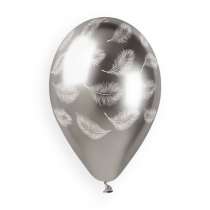 Palloncino in Lattice 13" GBS120 Shiny Assortito con Stampa Piume 25pz Gemar "Theme & Patterns"