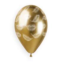 Palloncino in Lattice 13" GBS120 Shiny Assortito con Stampa Piume 25pz Gemar "Theme & Patterns"